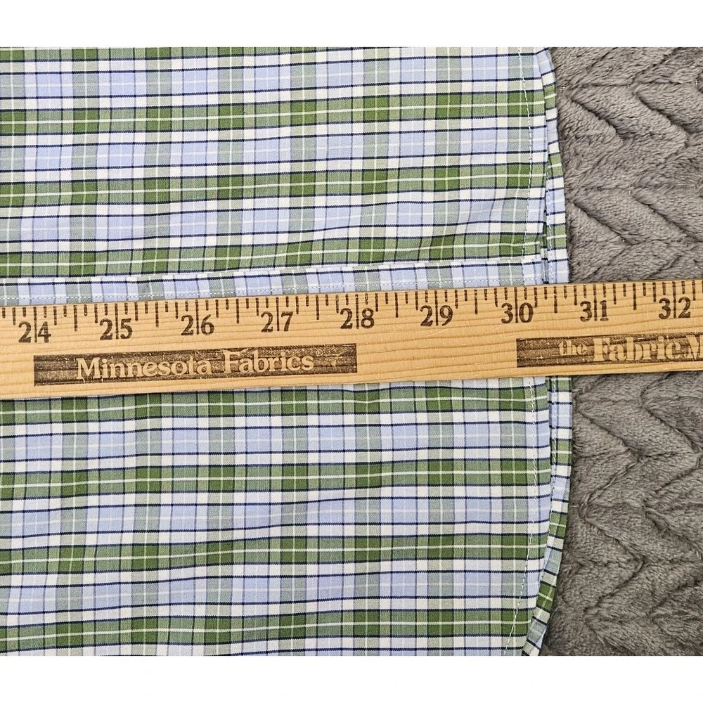 Banana Republic Mens Button Down Shirt Non Iron Medium 15-15.5‎ Green Blue Plaid